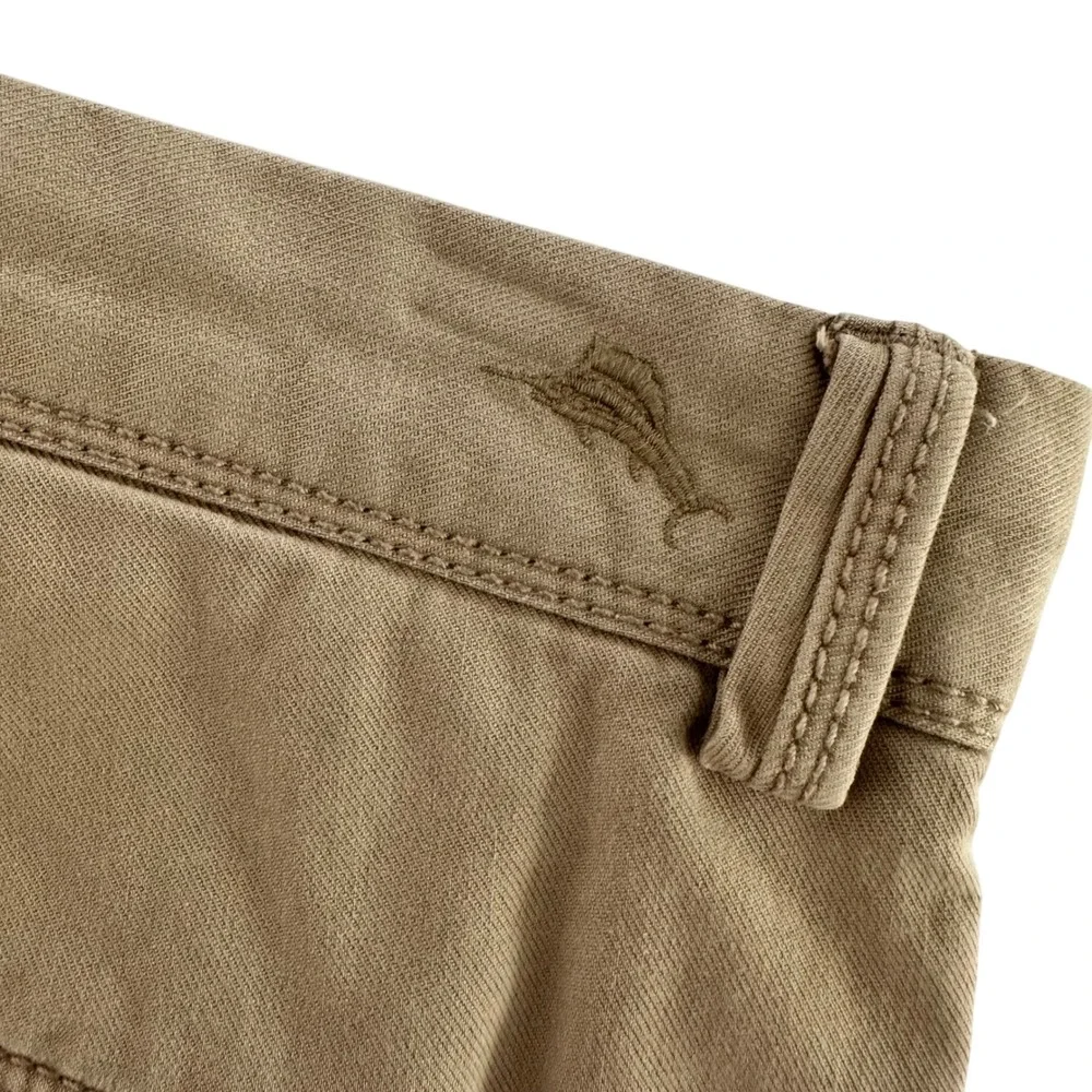 Tommy Bahama Men 42 Khaki Tan Cotton Tencel Stretch Flat Front Chino Shorts 9